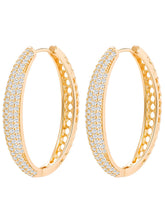 Peora Dreamy Zircon Cascade Gold Oval Hoops