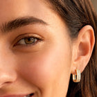 Peora Chunky Cz Gold Square Hoop Earrings