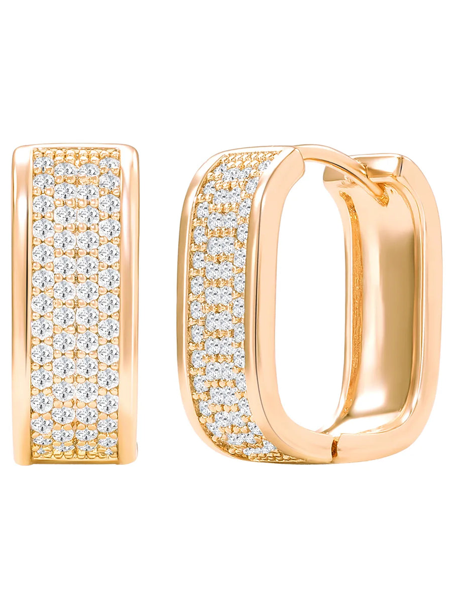 Peora Chunky Cz Gold Square Hoop Earrings
