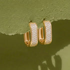 Peora Chunky Cz Gold Square Hoop Earrings