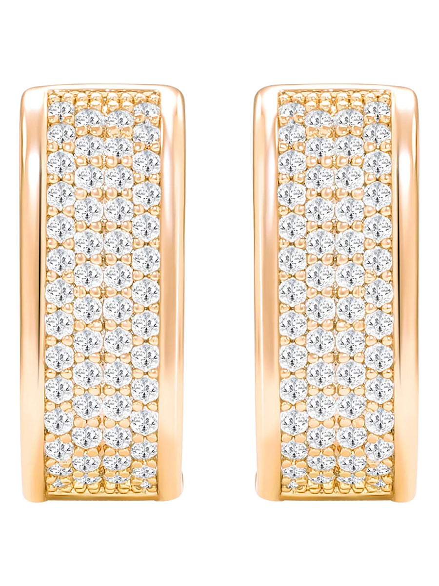Peora Chunky Cz Gold Square Hoop Earrings