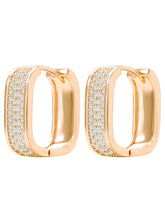 Peora Chunky Cz Gold Square Hoop Earrings