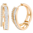 Peora Classy Dual Split Zircon Baguette Earrings