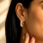 Peora Classy Dual Split Zircon Baguette Earrings