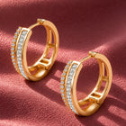 Peora Classy Dual Split Zircon Baguette Earrings