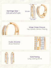 Peora Classy Dual Split Zircon Baguette Earrings