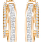 Peora Classy Dual Split Zircon Baguette Earrings