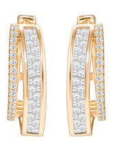 Peora Classy Dual Split Zircon Baguette Earrings