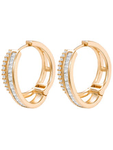 Peora Classy Dual Split Zircon Baguette Earrings