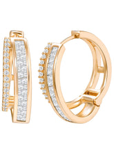 Peora Classy Dual Split Zircon Baguette Earrings