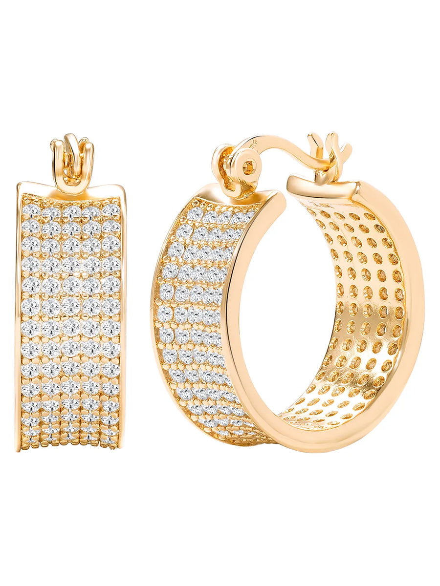Peora Wide Band Chunky Gold  Hoops For Women