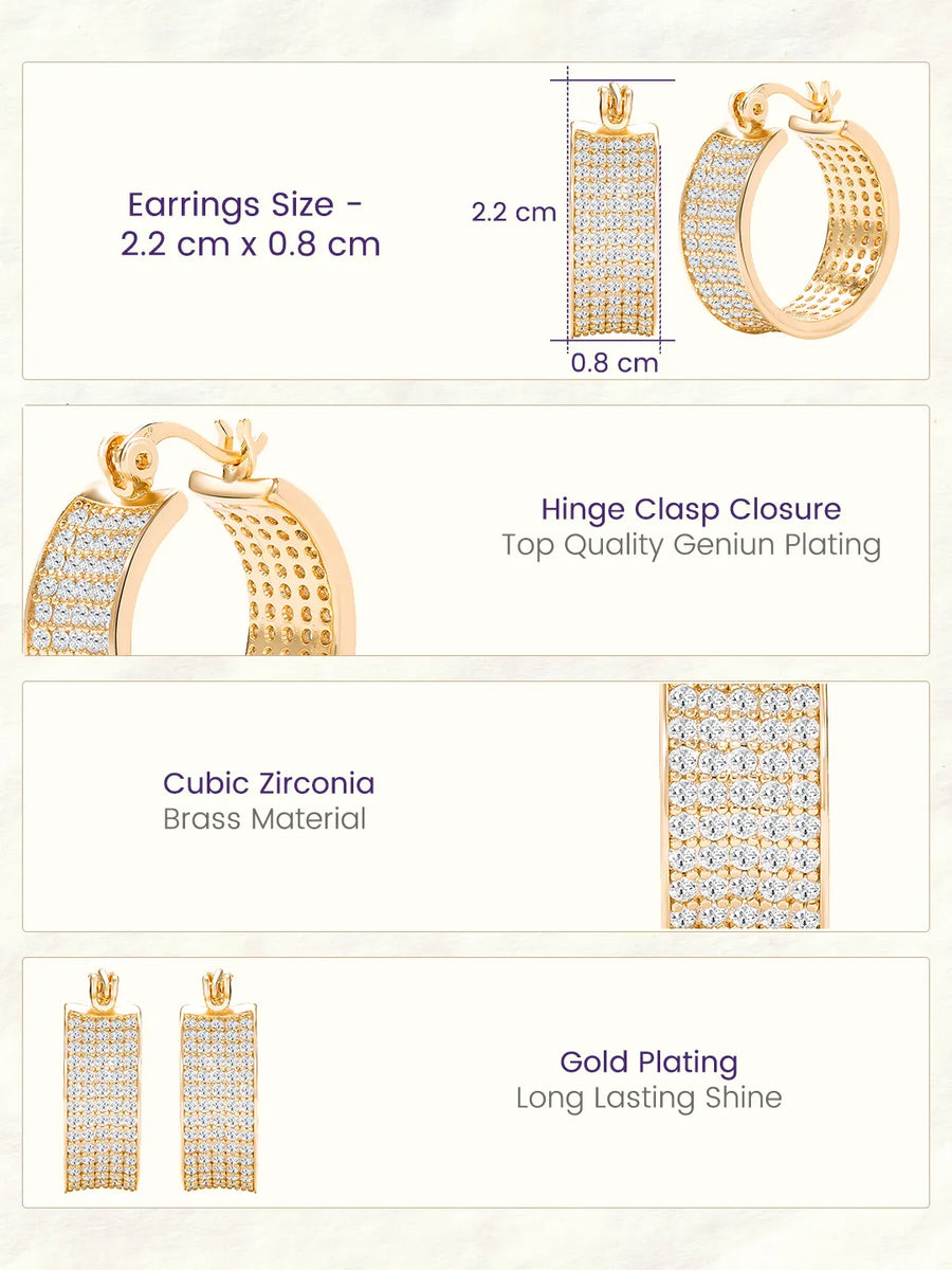 Peora Wide Band Chunky Gold  Hoops For Women