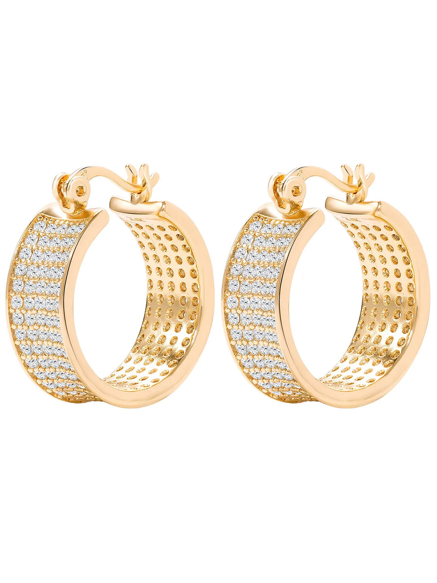 Peora Wide Band Chunky Gold  Hoops For Women