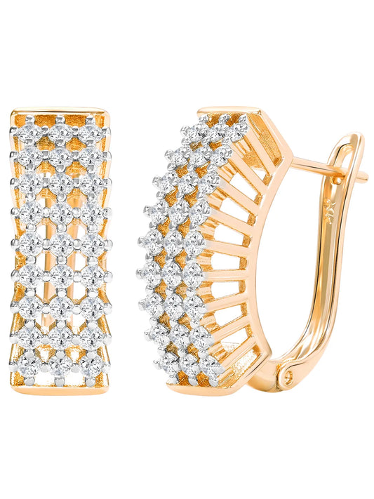 Peora Zircon Sparkle Overload Gold Hoop Huggies