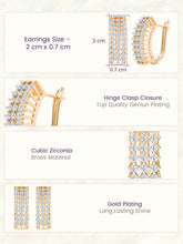 Peora Zircon Sparkle Overload Gold Hoop Huggies