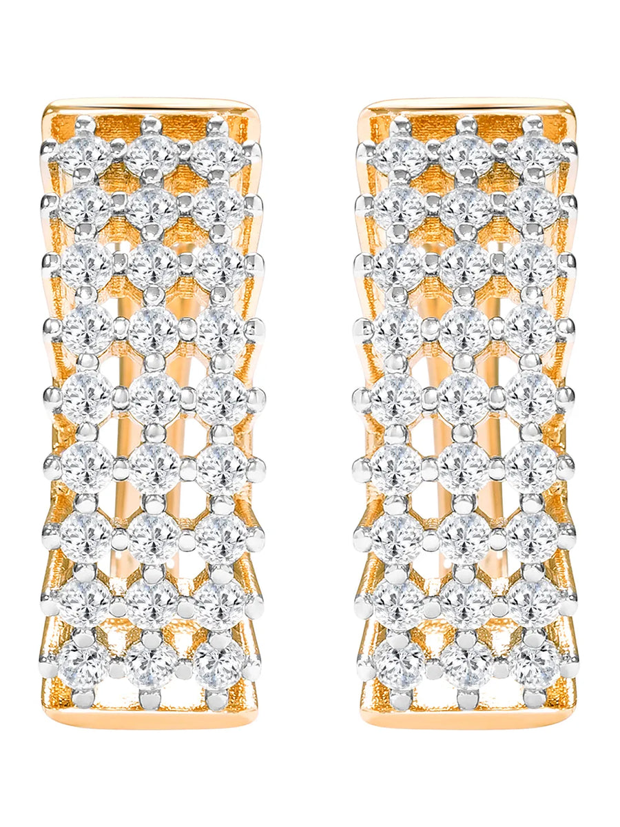 Peora Zircon Sparkle Overload Gold Hoop Huggies