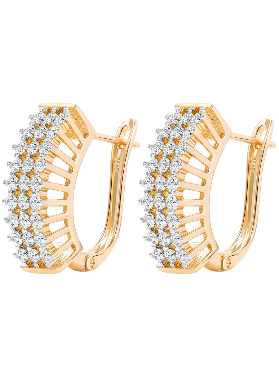 Peora Zircon Sparkle Overload Gold Hoop Huggies
