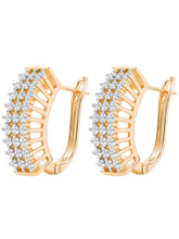 Peora Zircon Sparkle Overload Gold Hoop Huggies