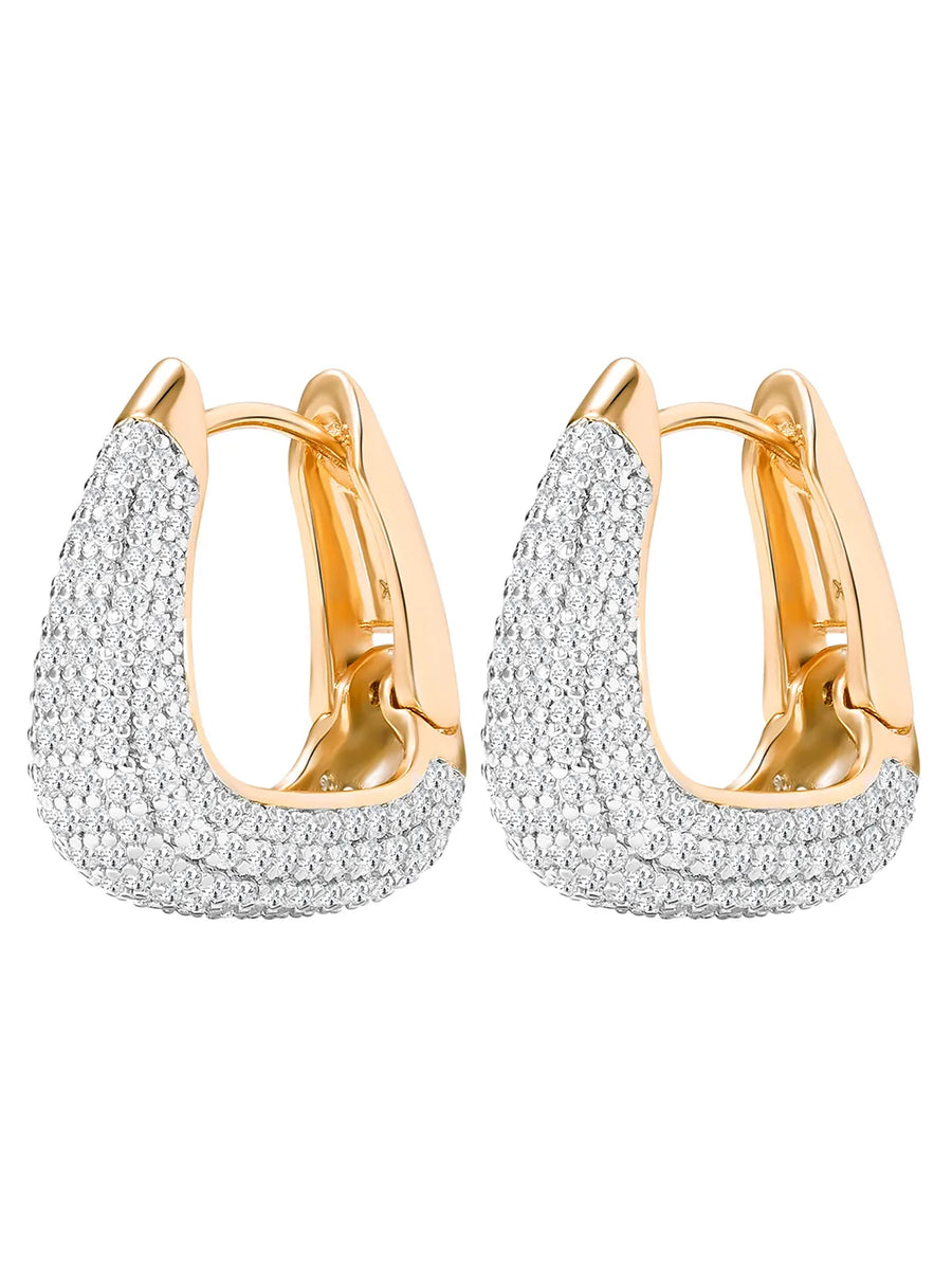 Peora Chunky Zircon Gold Contemporary Hoops