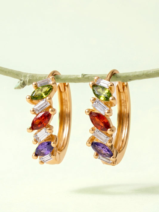 Peora Summer Shine Multi Colour Gold Hoops