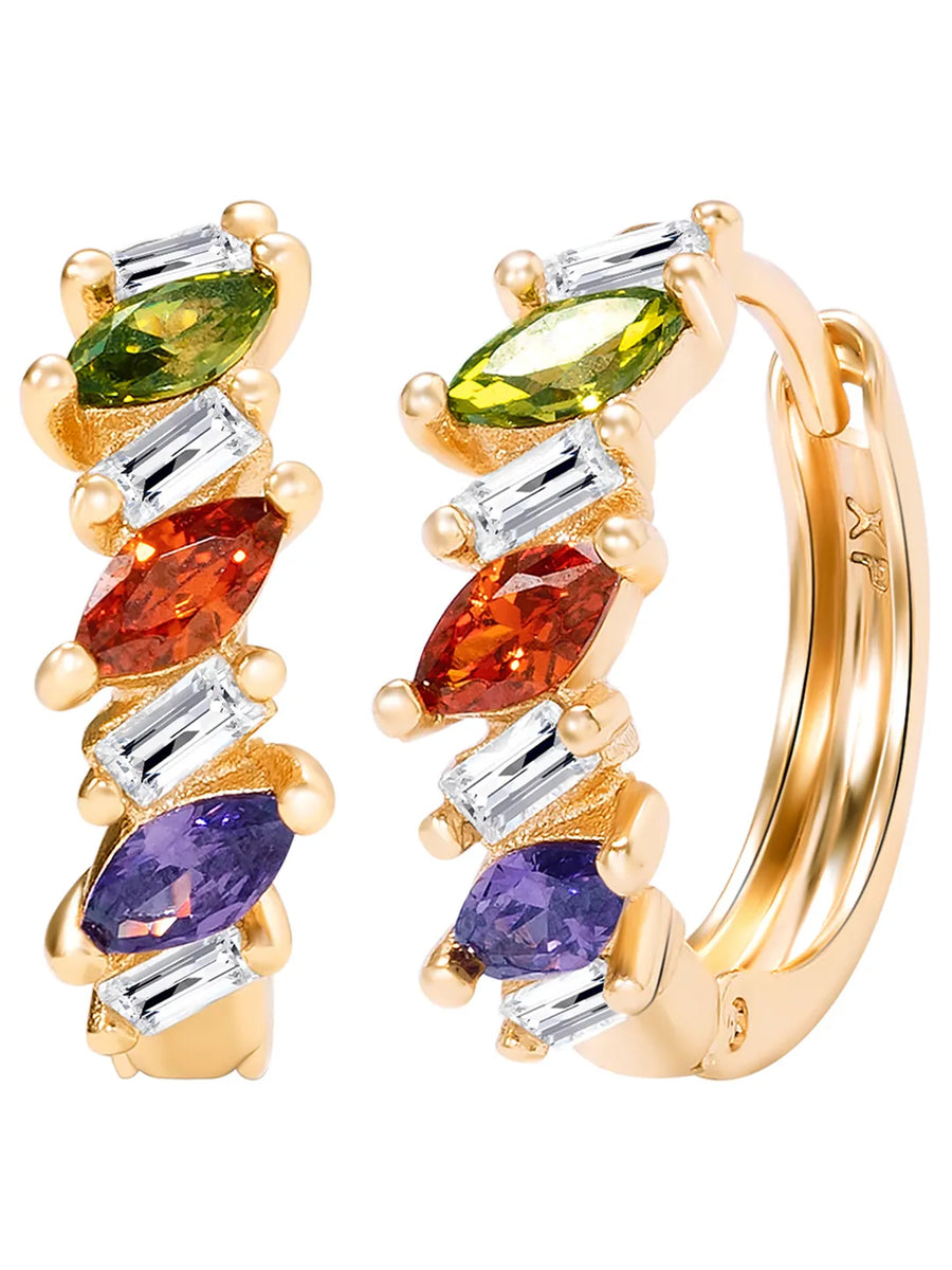 Peora Summer Shine Multi Colour Gold Hoops