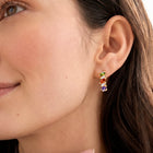 Peora Summer Shine Multi Colour Gold Hoops