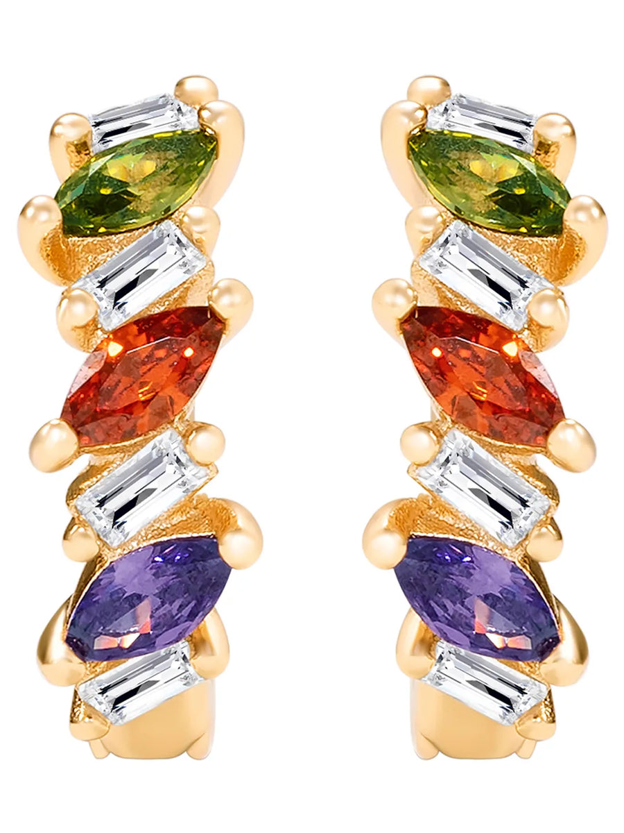 Peora Summer Shine Multi Colour Gold Hoops