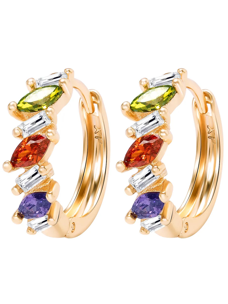 Peora Summer Shine Multi Colour Gold Hoops
