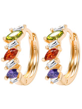 Peora Summer Shine Multi Colour Gold Hoops