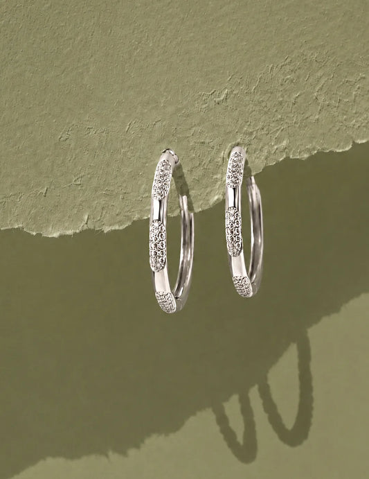 Peora Disco Hours Zircon Silver Hoops