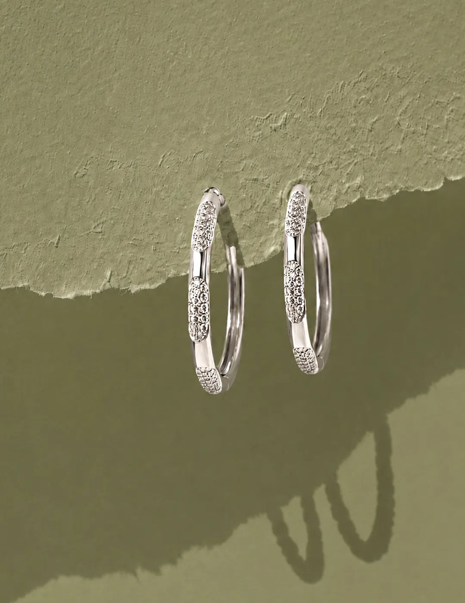 Peora Disco Hours Zircon Silver Hoops