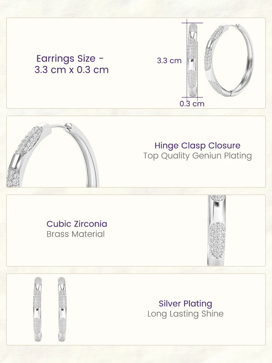 Peora Disco Hours Zircon Silver Hoops