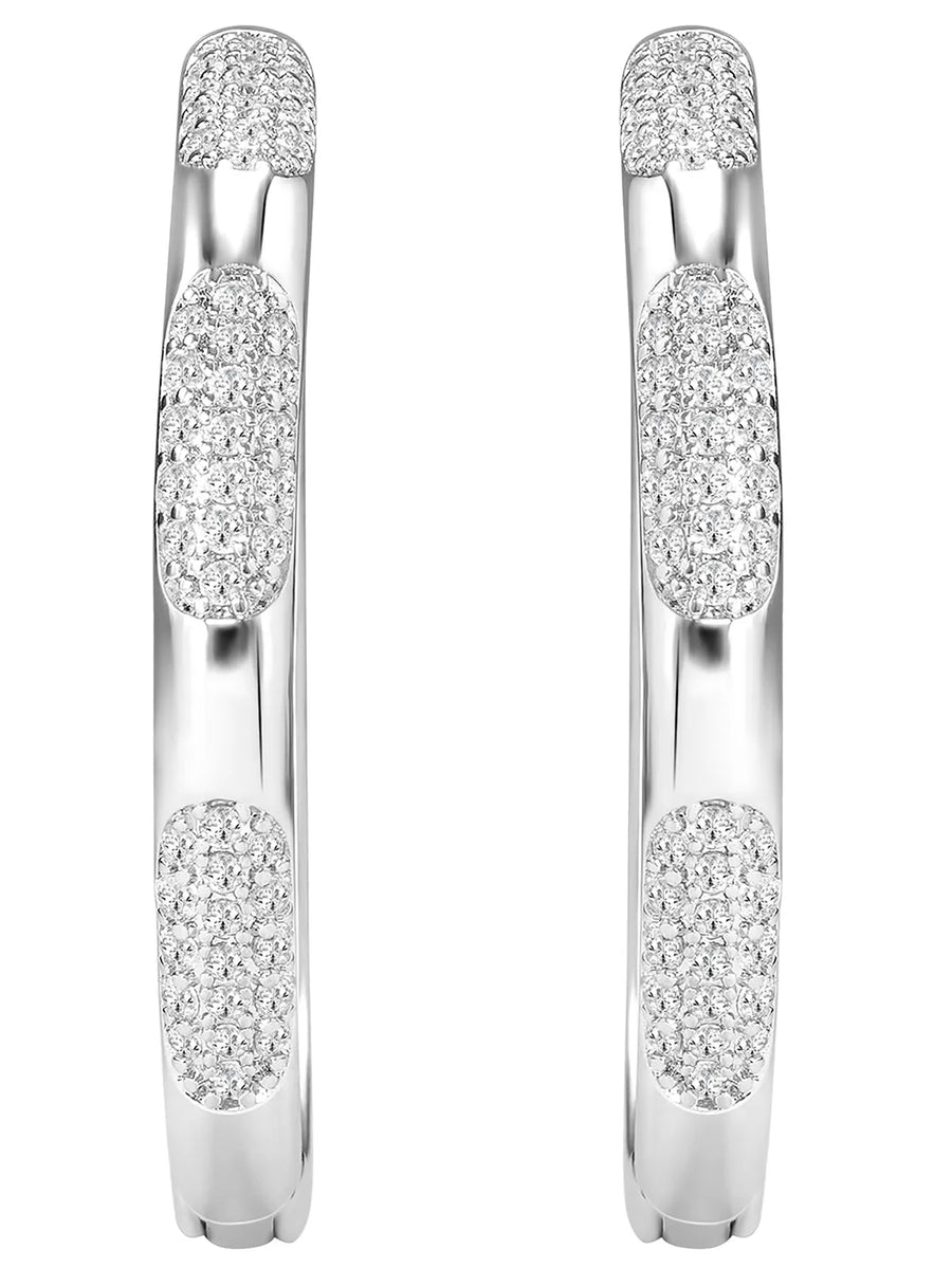 Peora Disco Hours Zircon Silver Hoops