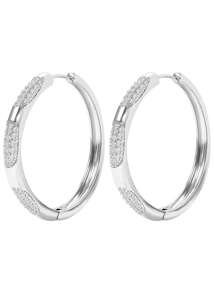 Peora Disco Hours Zircon Silver Hoops