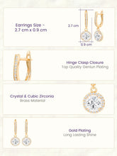 Peora Solitaire Halo Crystal Dangle Earrings