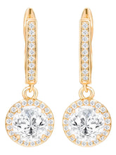 Peora Solitaire Halo Crystal Dangle Earrings