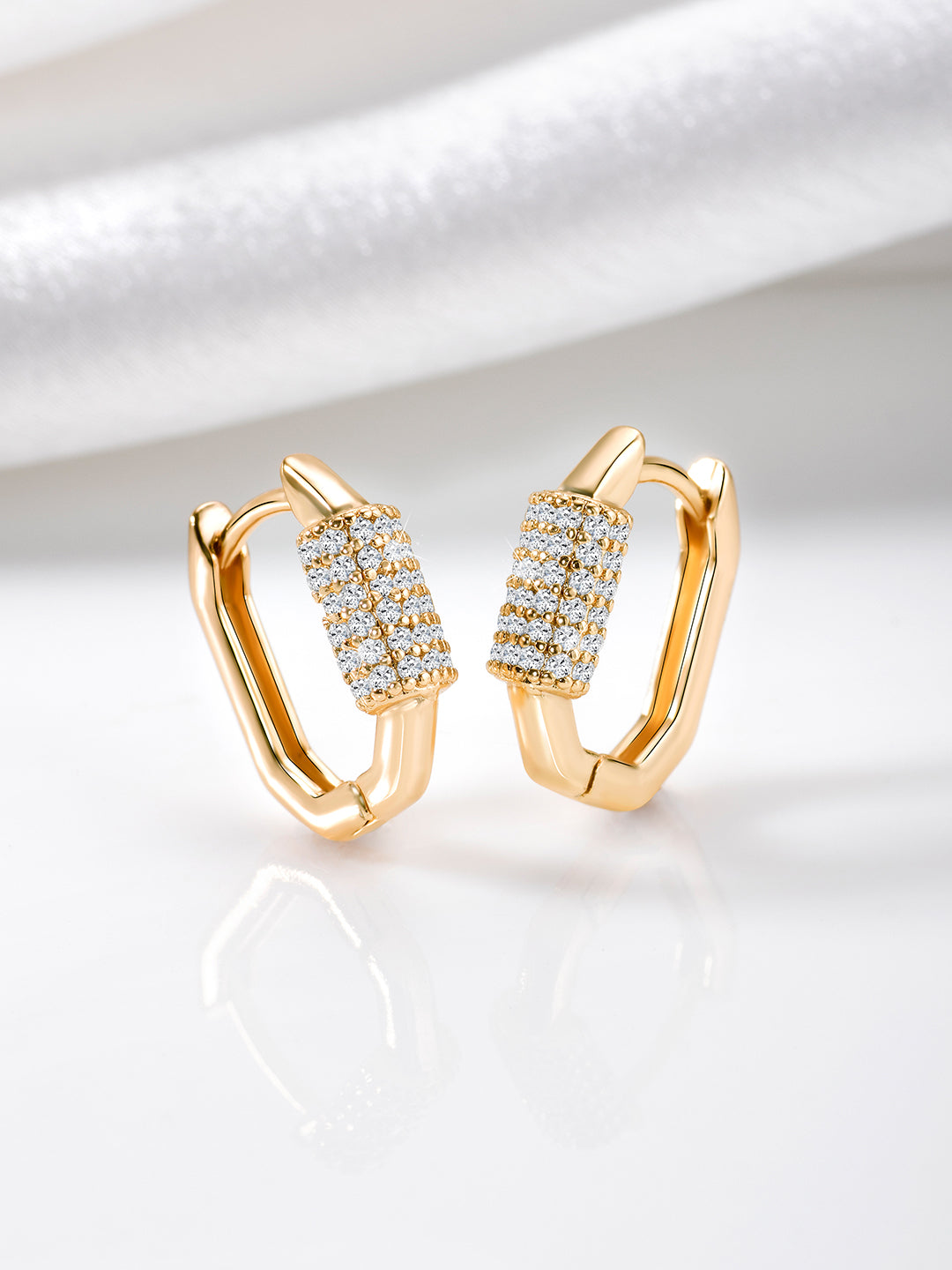 Elegant CZ Gold Hoops