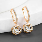 Radiant Half Hoop CZ Drop Earrings