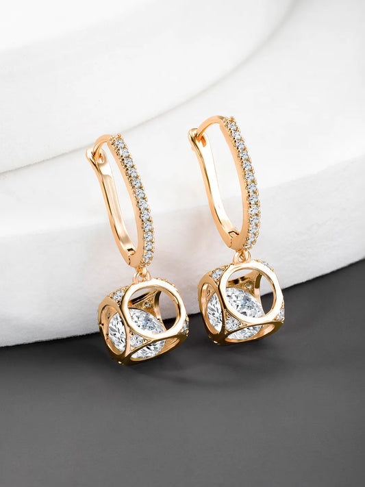 Radiant Half Hoop CZ Drop Earrings