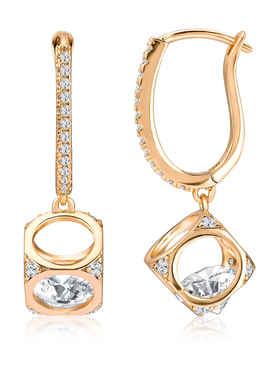 Radiant Half Hoop CZ Drop Earrings