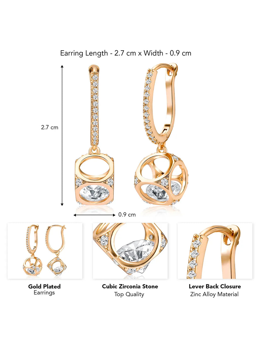 Radiant Half Hoop CZ Drop Earrings