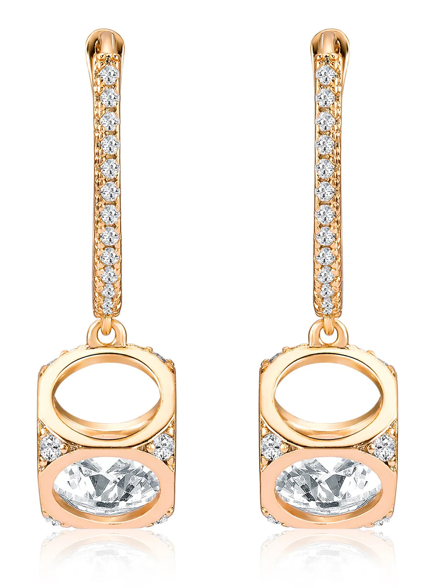 Radiant Half Hoop CZ Drop Earrings