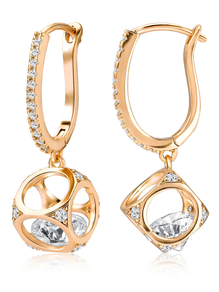 Radiant Half Hoop CZ Drop Earrings