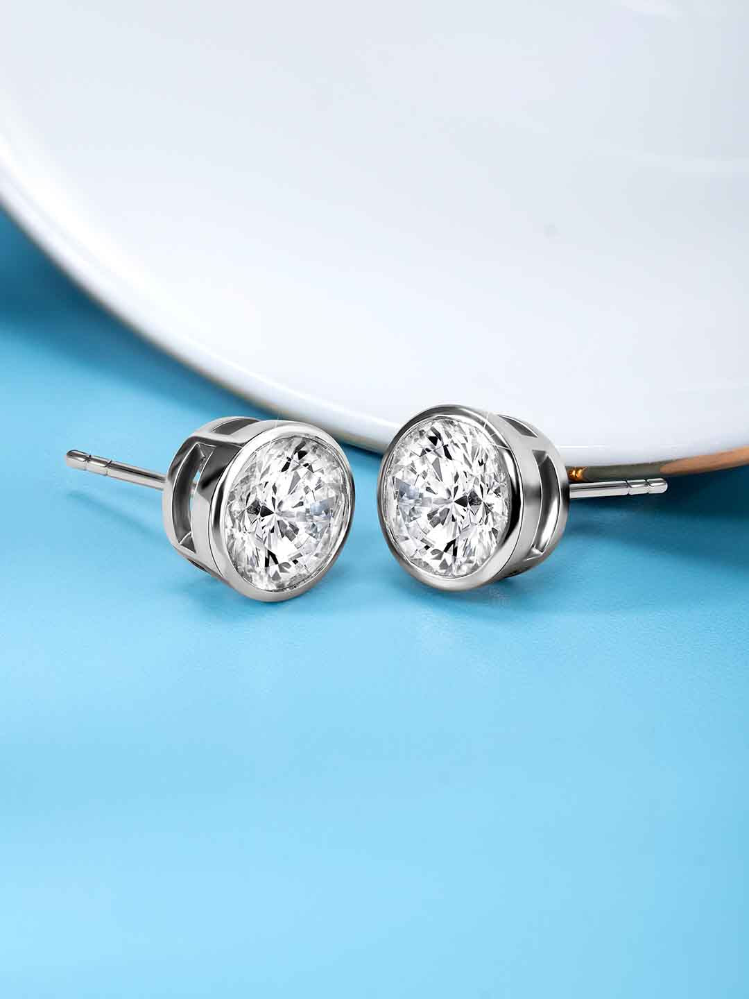 Radiant Silver CZ Studs