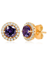 Dazzling Crystal and CZ Dot Earrings - Purple
