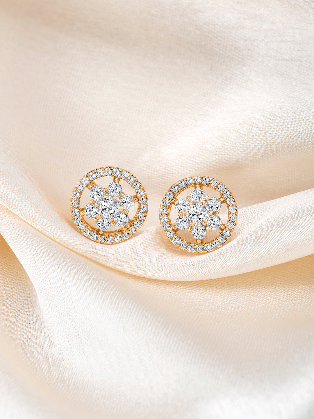 Elegant Sparkle CZ Golden Studs