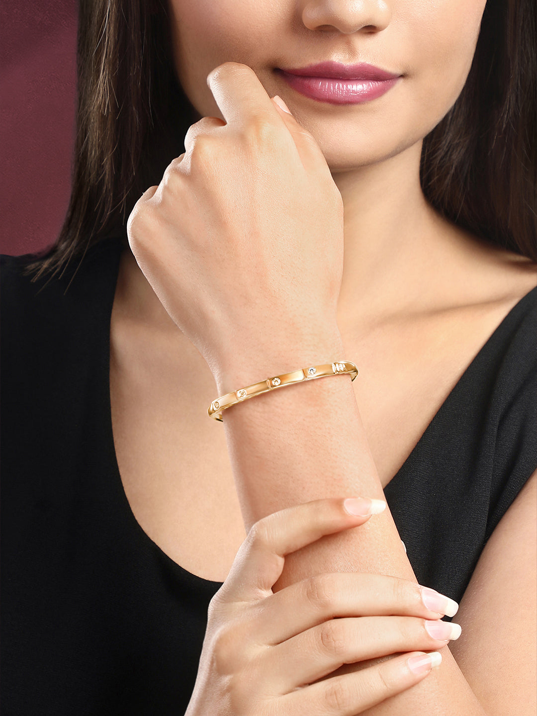 Sophisticated Sparkle CZ Golden Kada