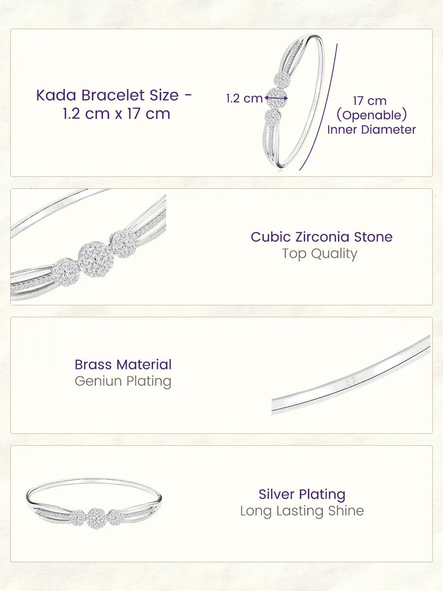 Peora Radiant Zircon Bloom Silver Bracelet