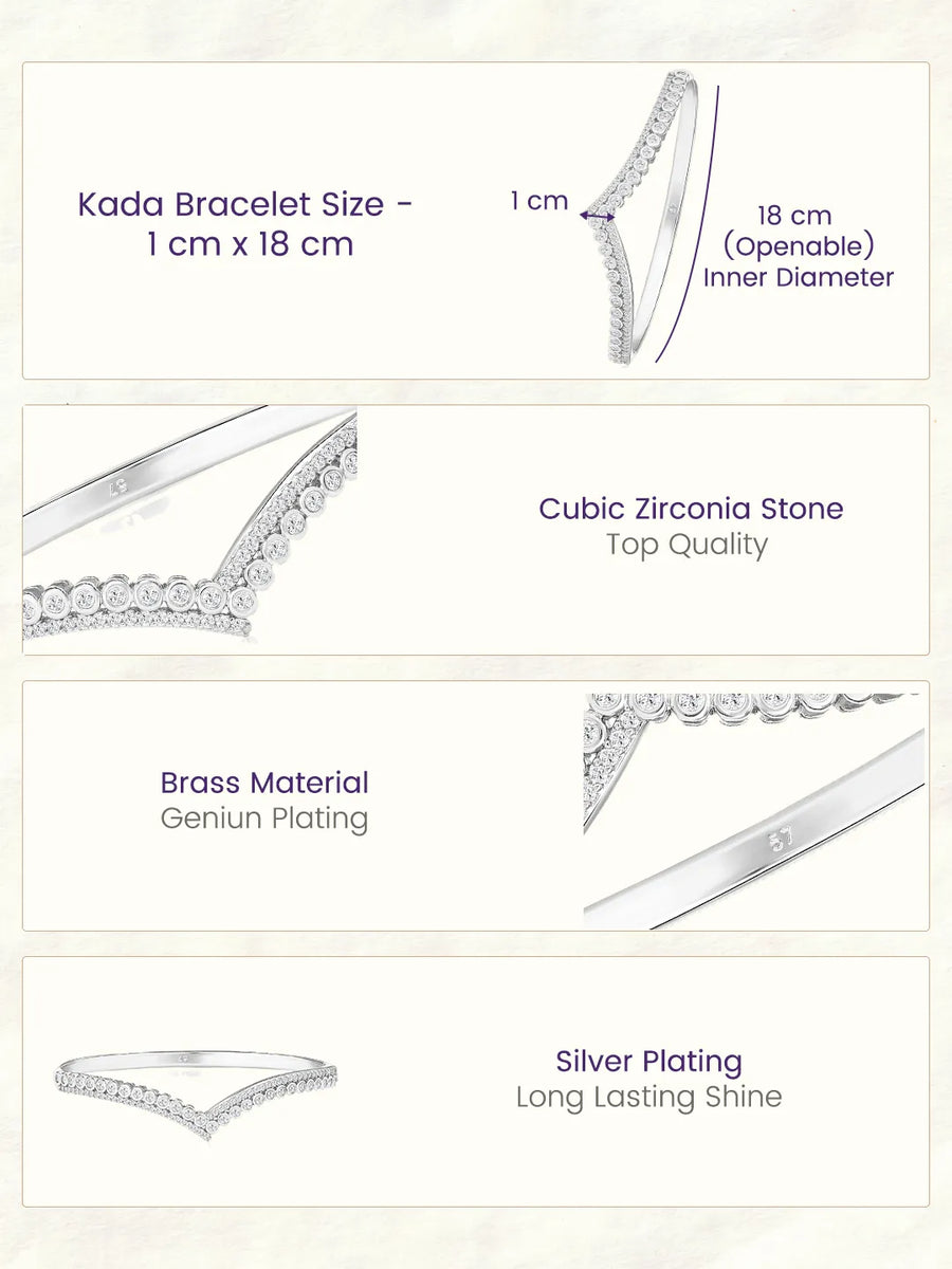 Peora Contemporary Celeste Arc Silver Kada