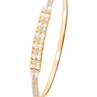 Slim CZ & Pearl Strip Gold Bangle Kada